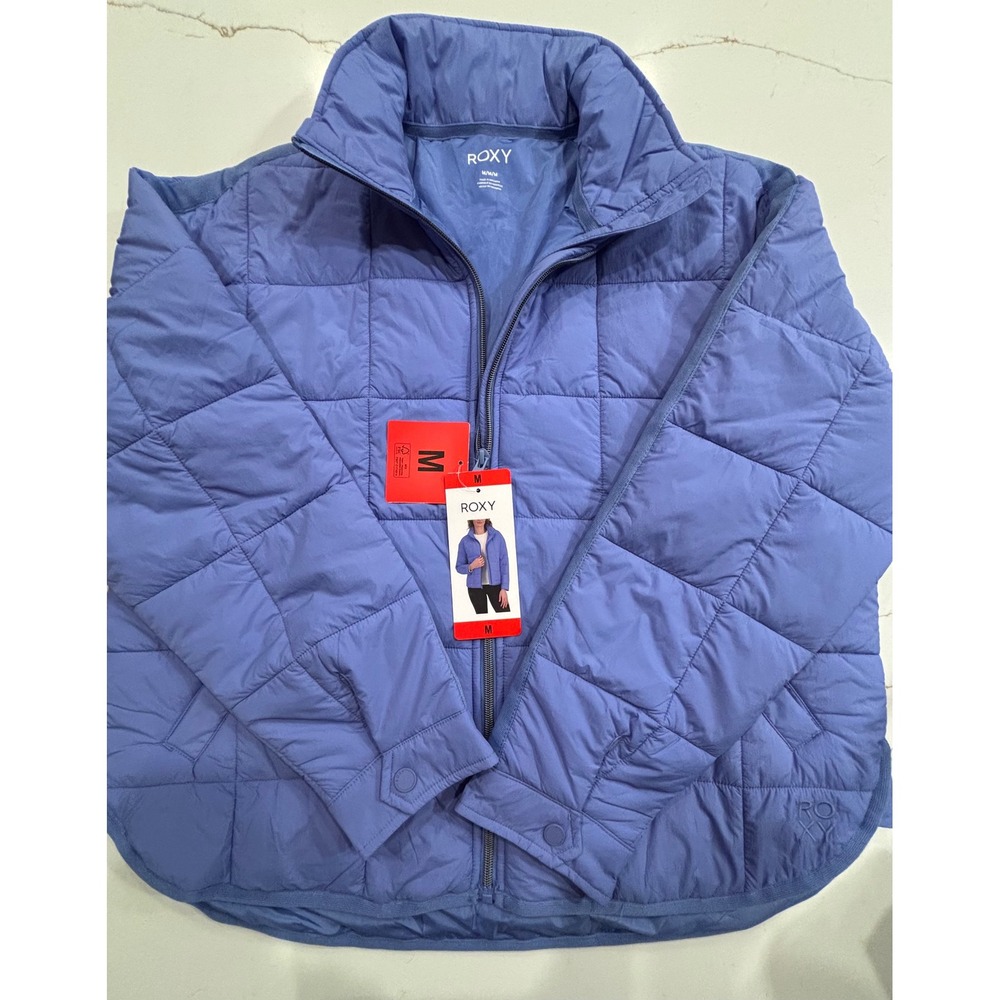Roxy Medium Quilted Puffer Jacket Women Blue snow skiing